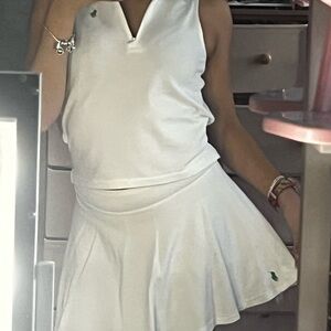 White Sleeveless Top and Skirt Set